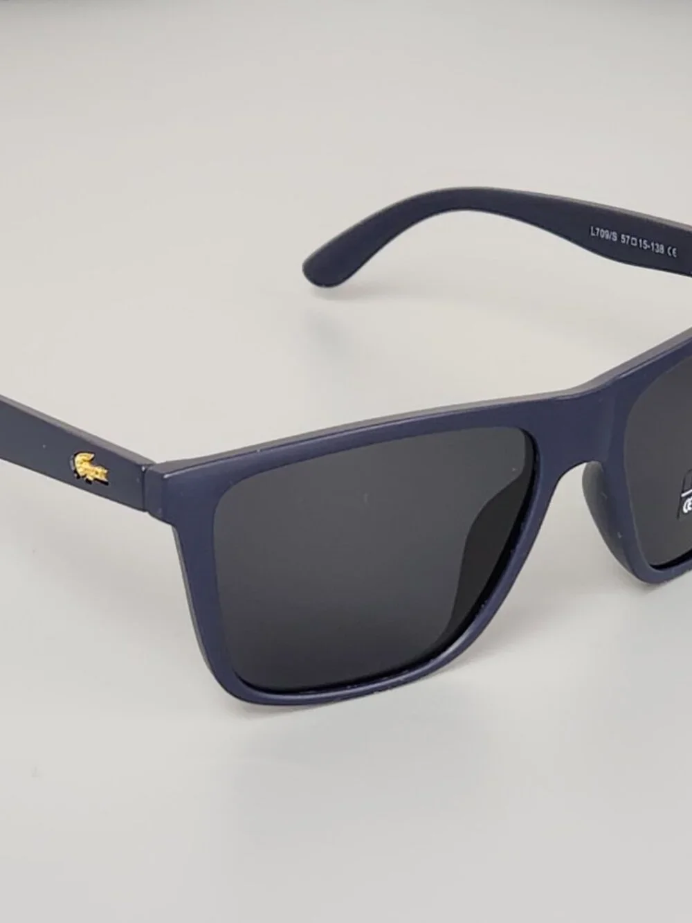 Lacoste Polarized Wayfarer Sunglasses Matte Navy Frame Dark Smoke Lens